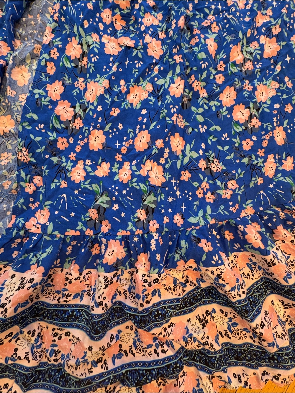 Blue Floral Wrap Maxi Dress with Tie Waist - Picture 3 of 10